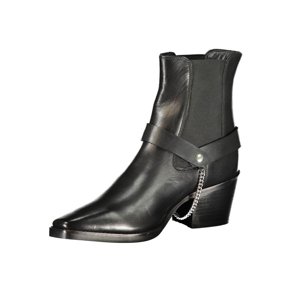 Black Polyester Ankle Boots