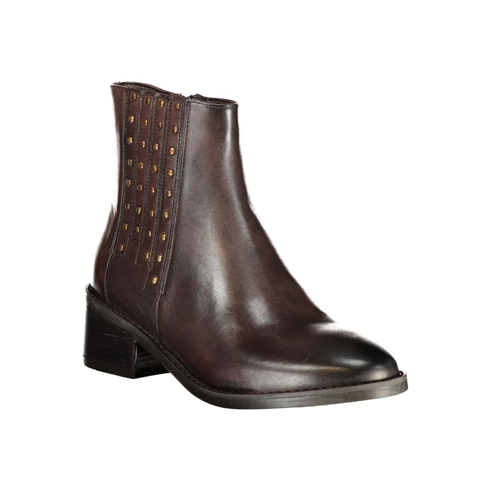 Brown Polyester Ankle Boots