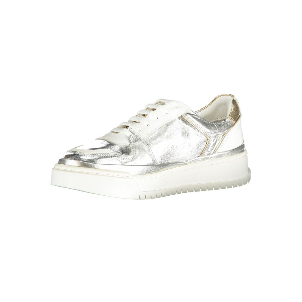 Gray Leather Athletic Sneakers