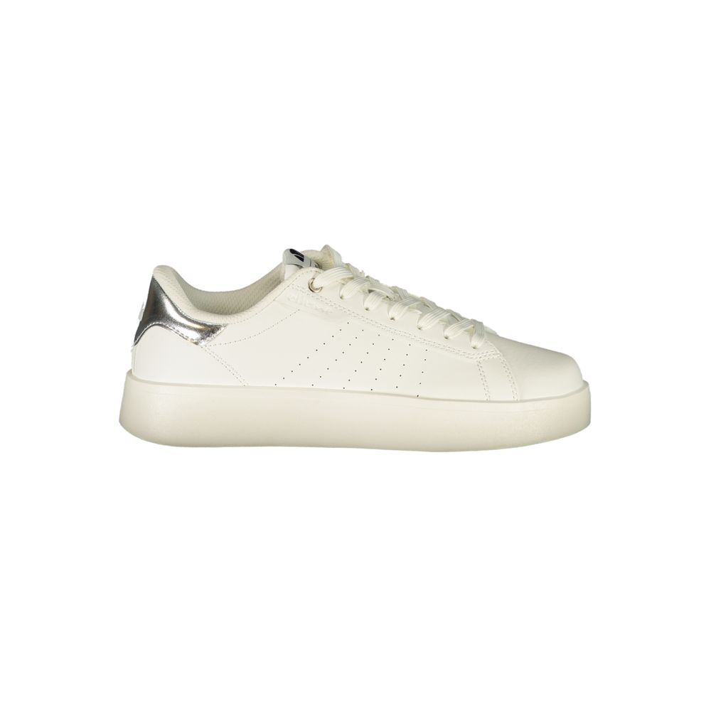 White Polyester Athletic Sneakers