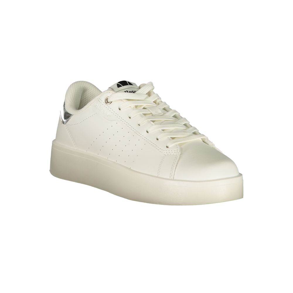 White Polyester Athletic Sneakers