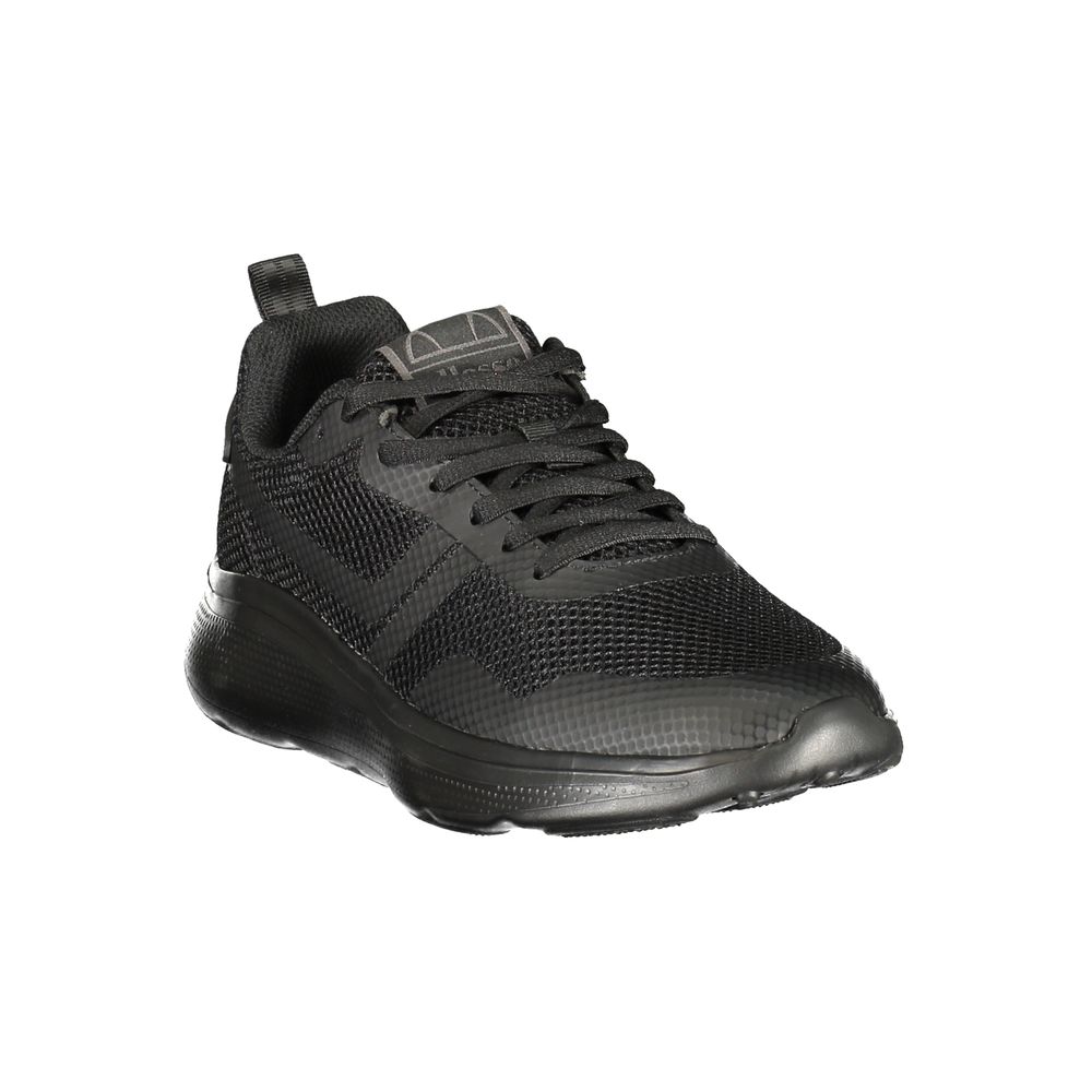 Black Polyester Athletic Sneakers
