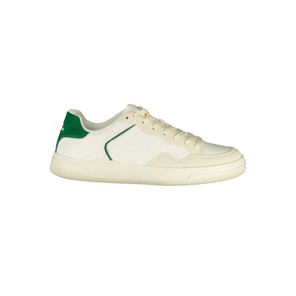 White Polyester Athletic Sneakers
