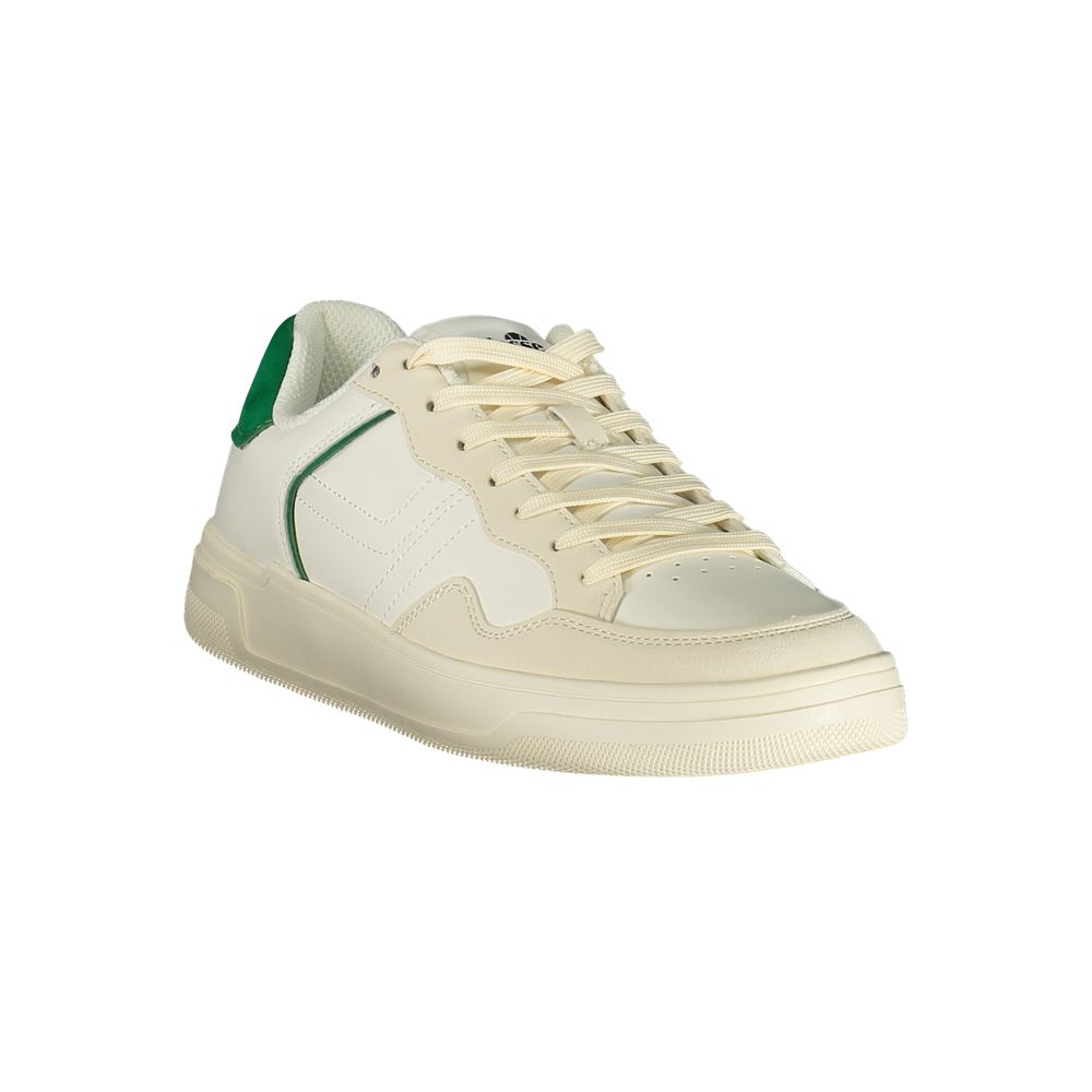 White Polyester Athletic Sneakers