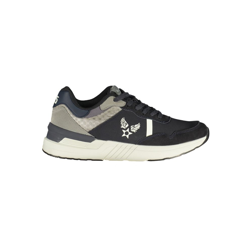 Blue Polyurethane Men Sneaker