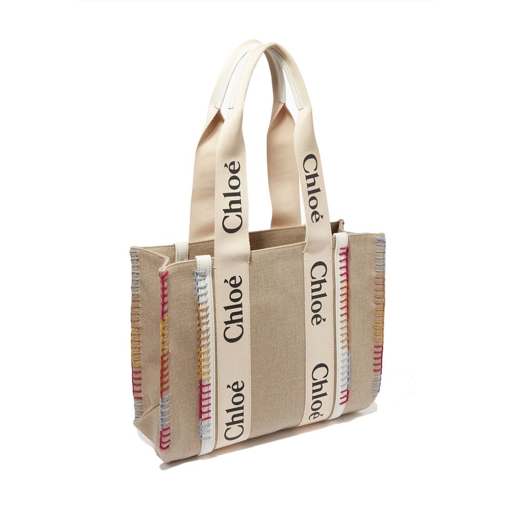 Beige Wool Tote Bag
