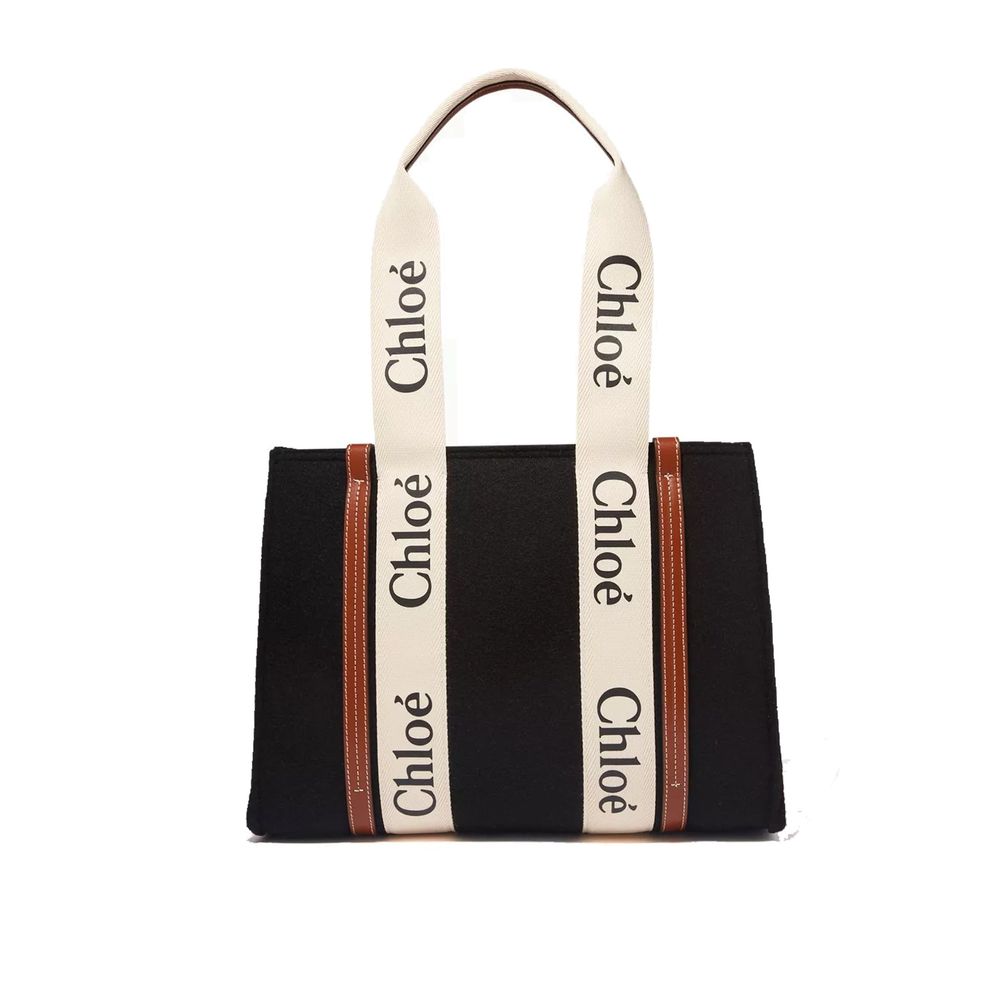 Black Wool Tote Bag