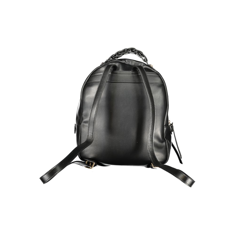 Black Polyurethane Women Backpack