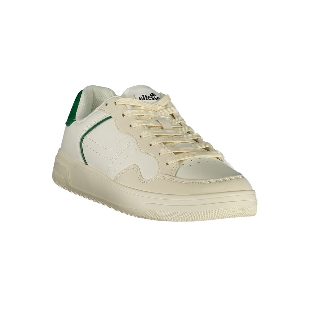 White Polyester Athletic Sneakers