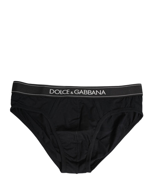 Black Cotton Logo Waistband Midi Brief Underwear