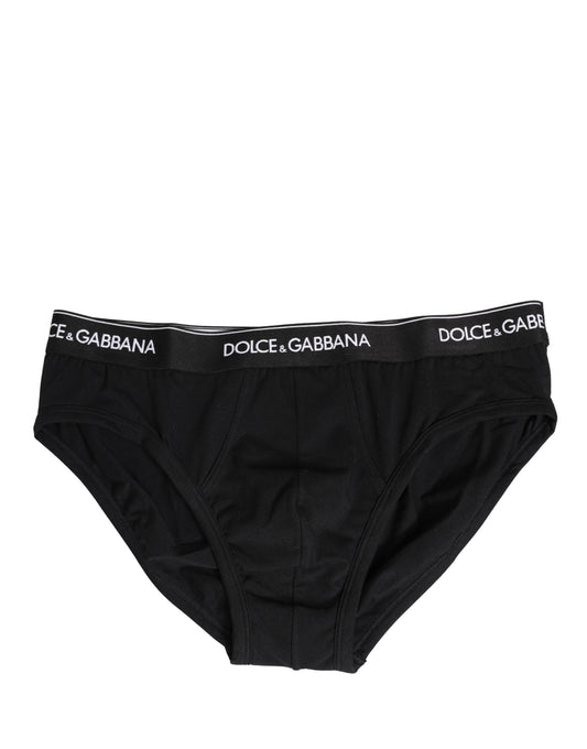 Black Cotton Logo Waistband Briefs Underwear