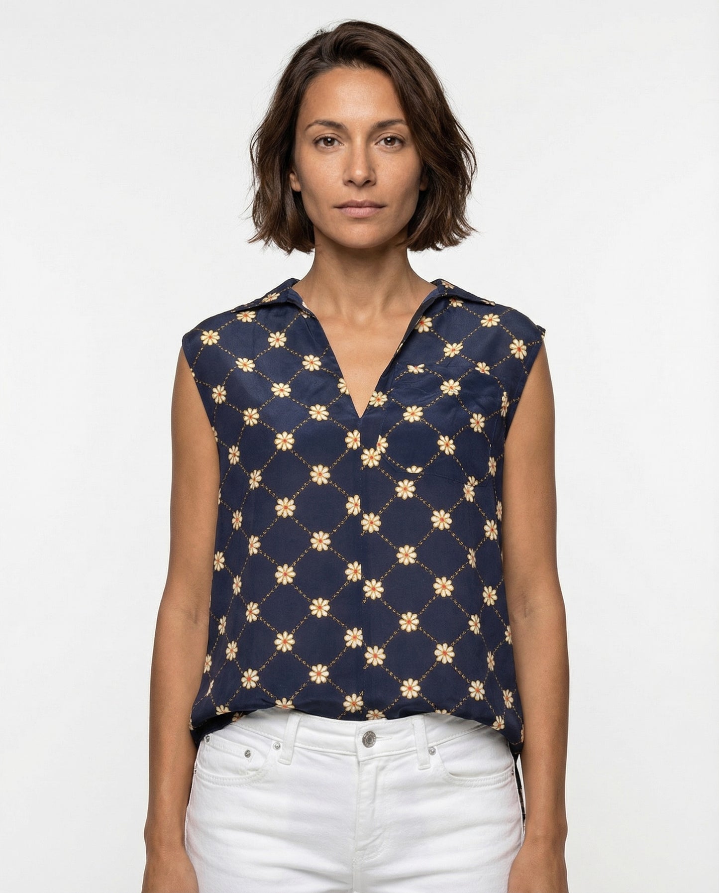 Blue Silk Pattern Shirt