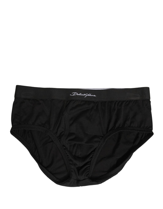 Black Silk Logo Waistband Men Brief Underwear