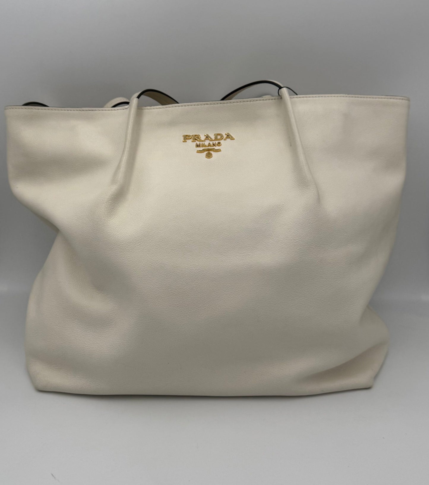 PRADA SHOPPING White Leather Handbag