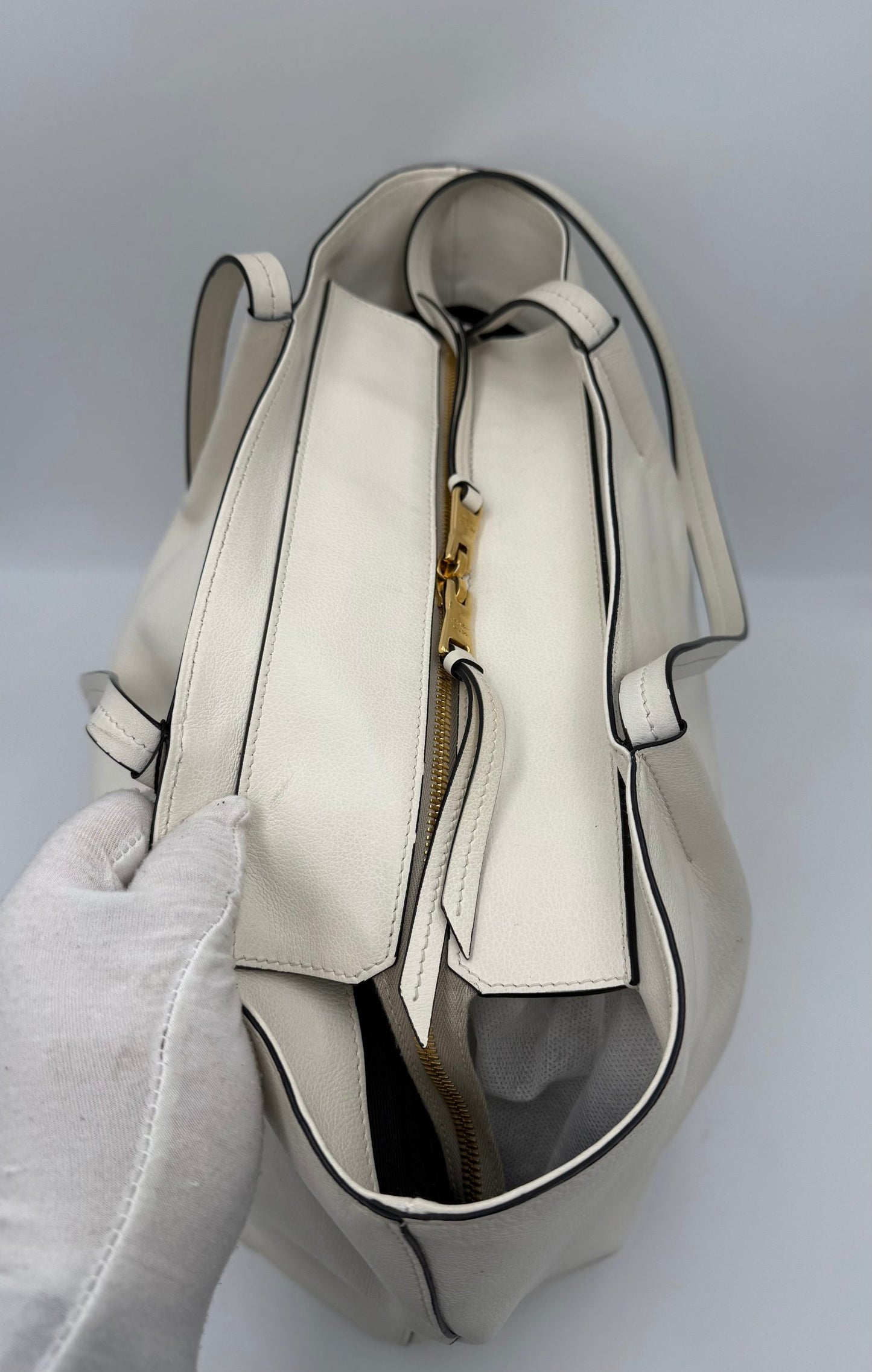 PRADA SHOPPING White Leather Handbag