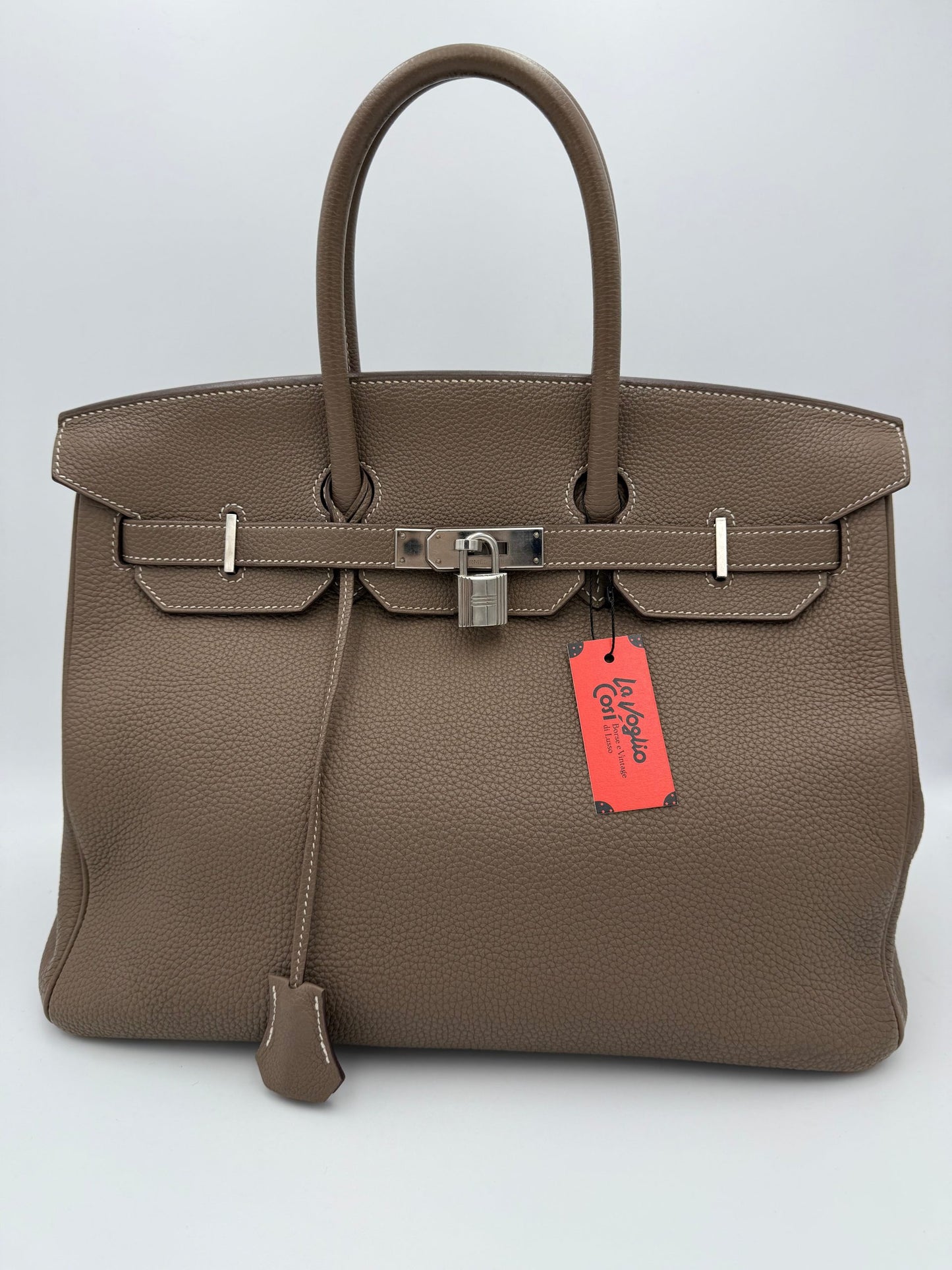 HERMÈS BIRKIN 35 Clemence Etoupe Handbag