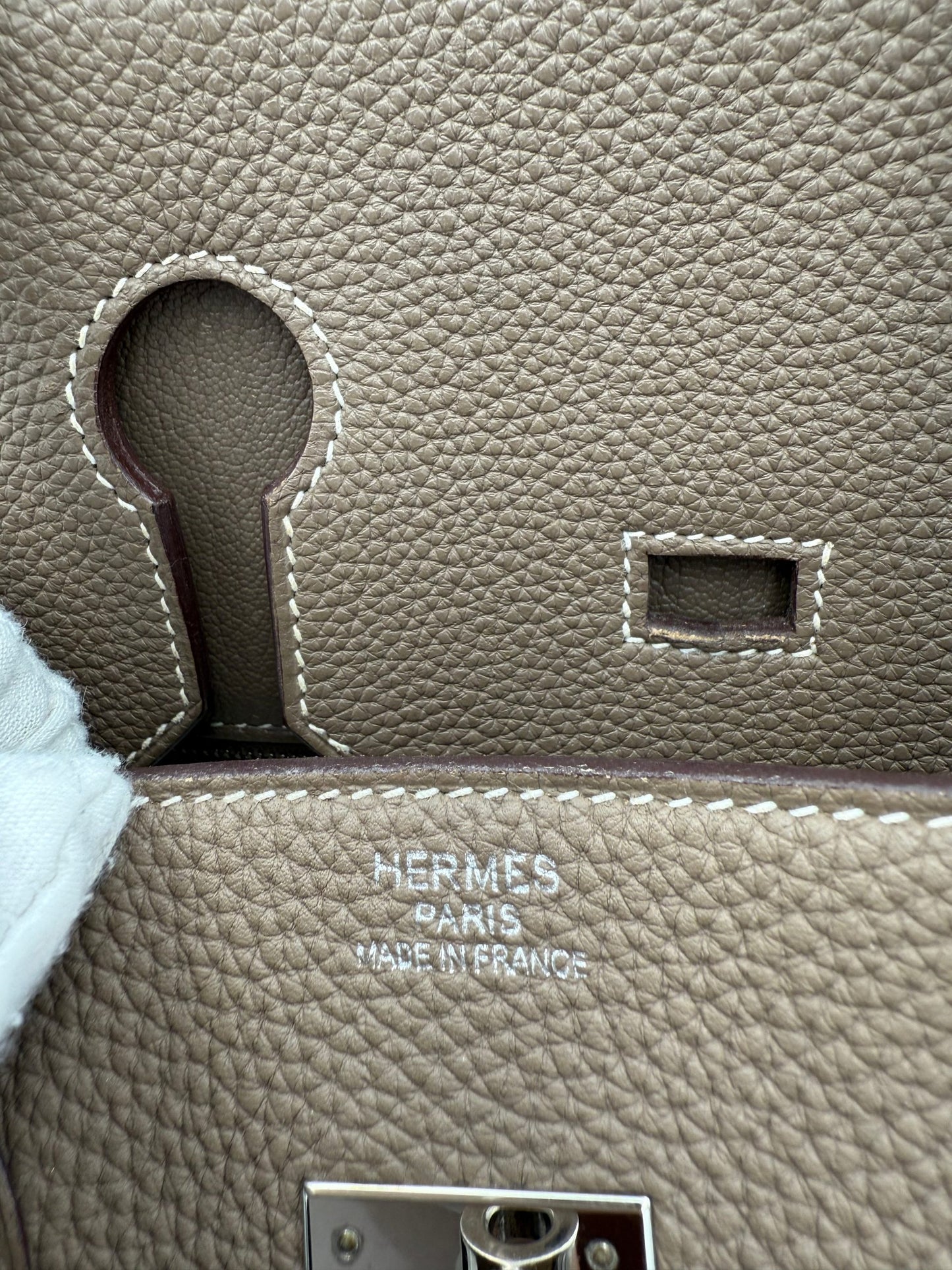 HERMÈS BIRKIN 35 Clemence Etoupe Handbag