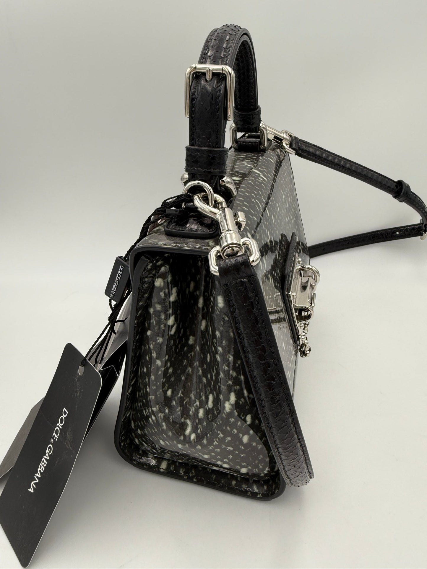 DOLCE & GABBANA Monica Python and Patent Handbag