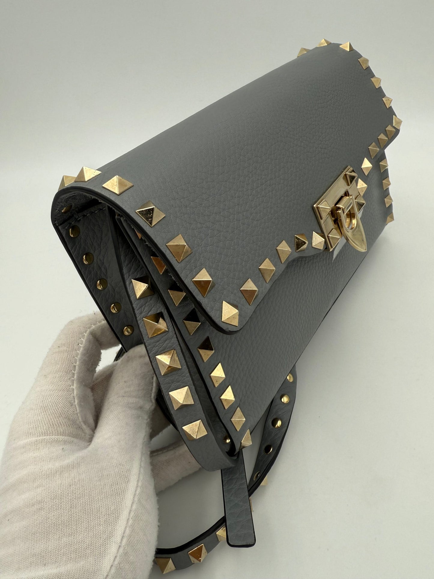 VALENTINO GARAVANI Rockstud Small Grey Handbag