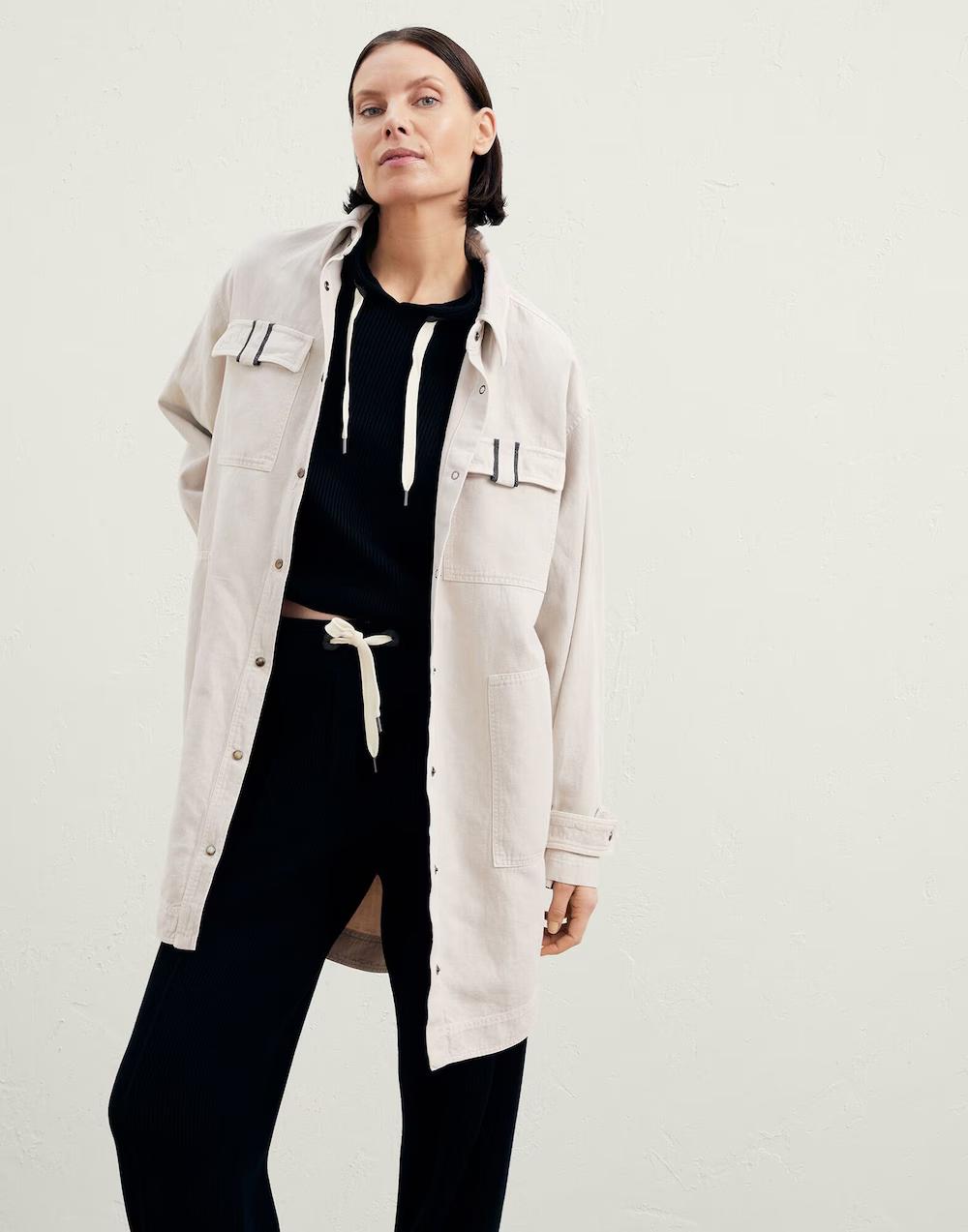 Beige Cotton Denim Jacket