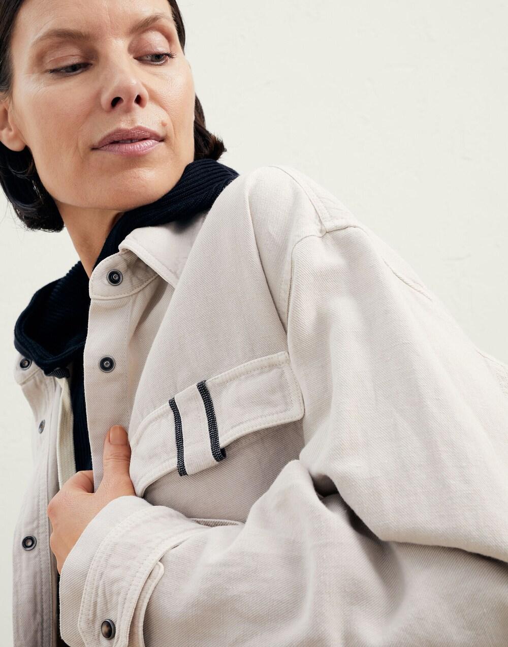 Beige Cotton Denim Jacket