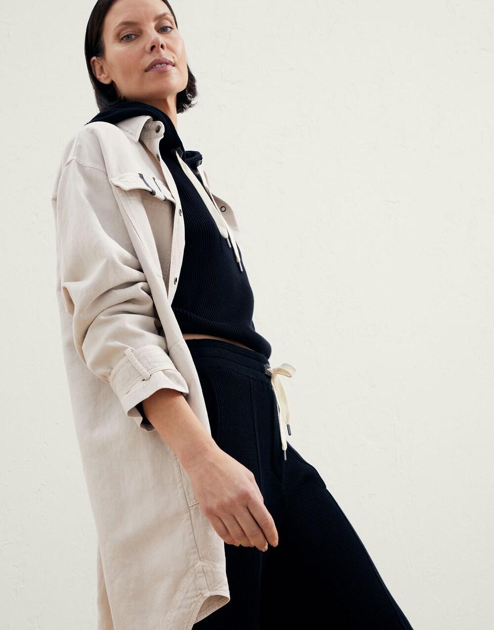 Beige Cotton Denim Jacket