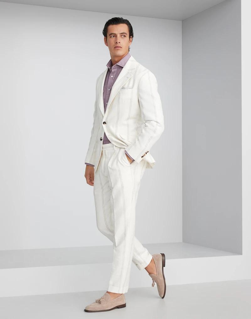 Bicolor Linen Two-Piece Suit
