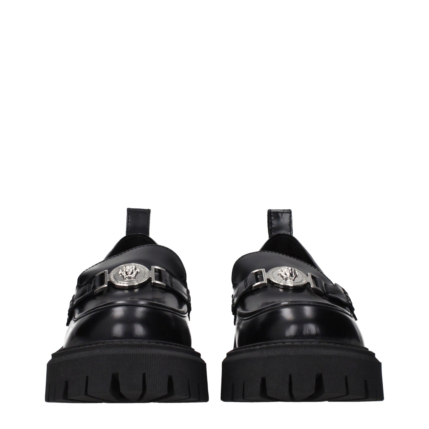 Black Leather Platform Loafers