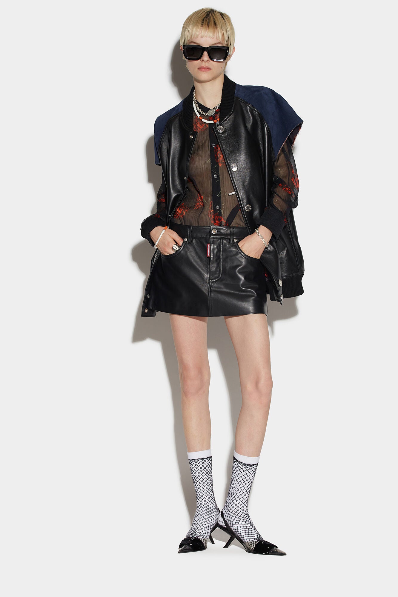 Black Fibres Mini Skirt