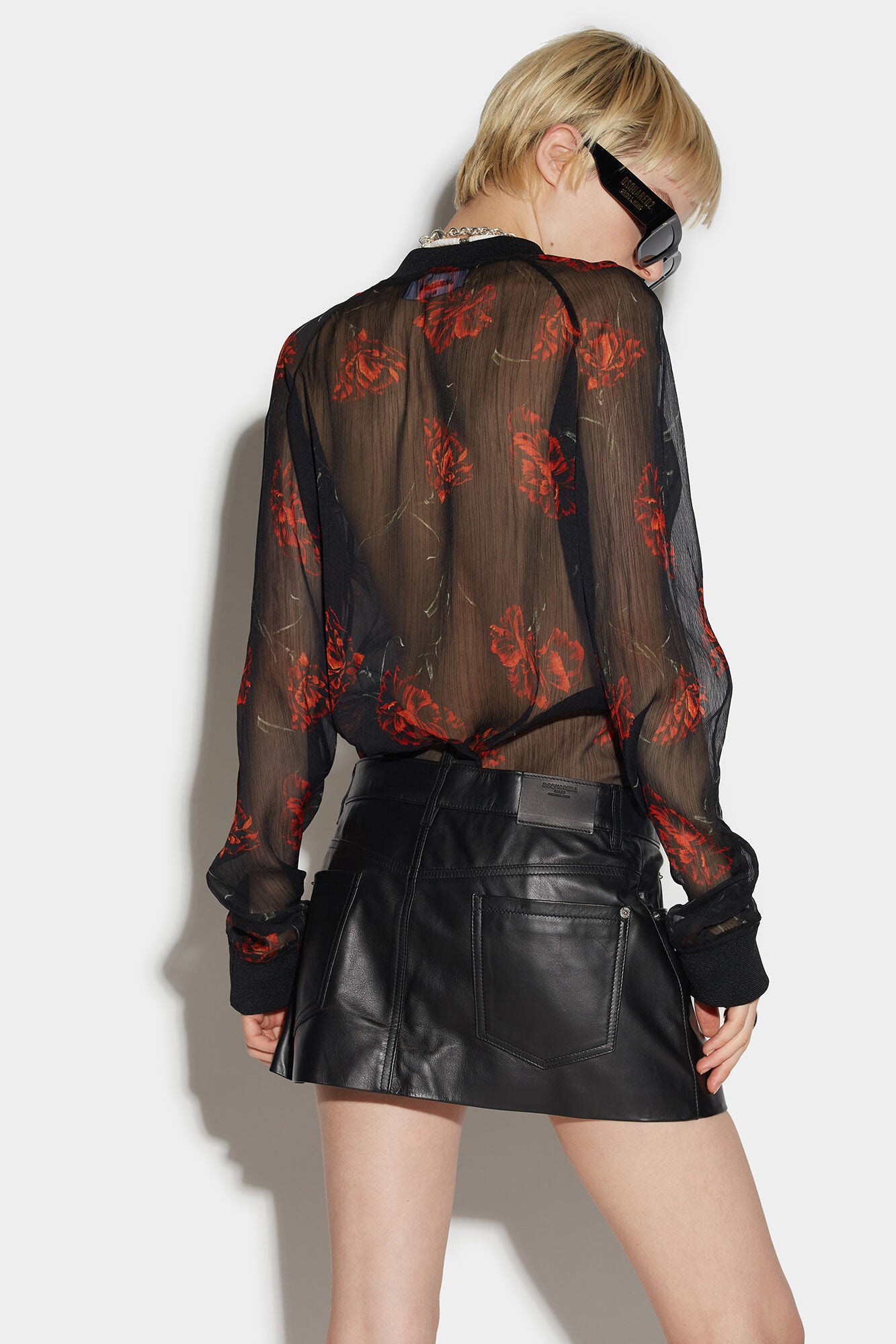 Black Fibres Mini Skirt