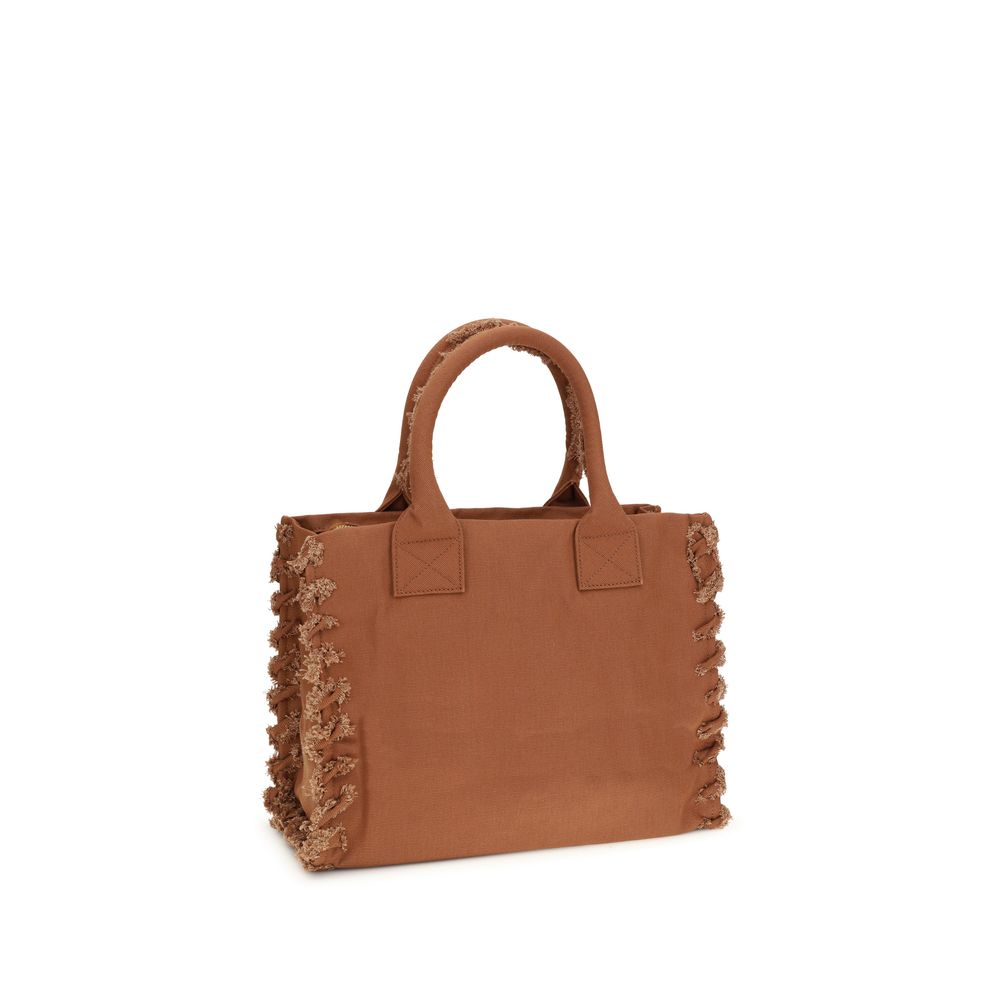 Brown Cotton Shoulder Bag