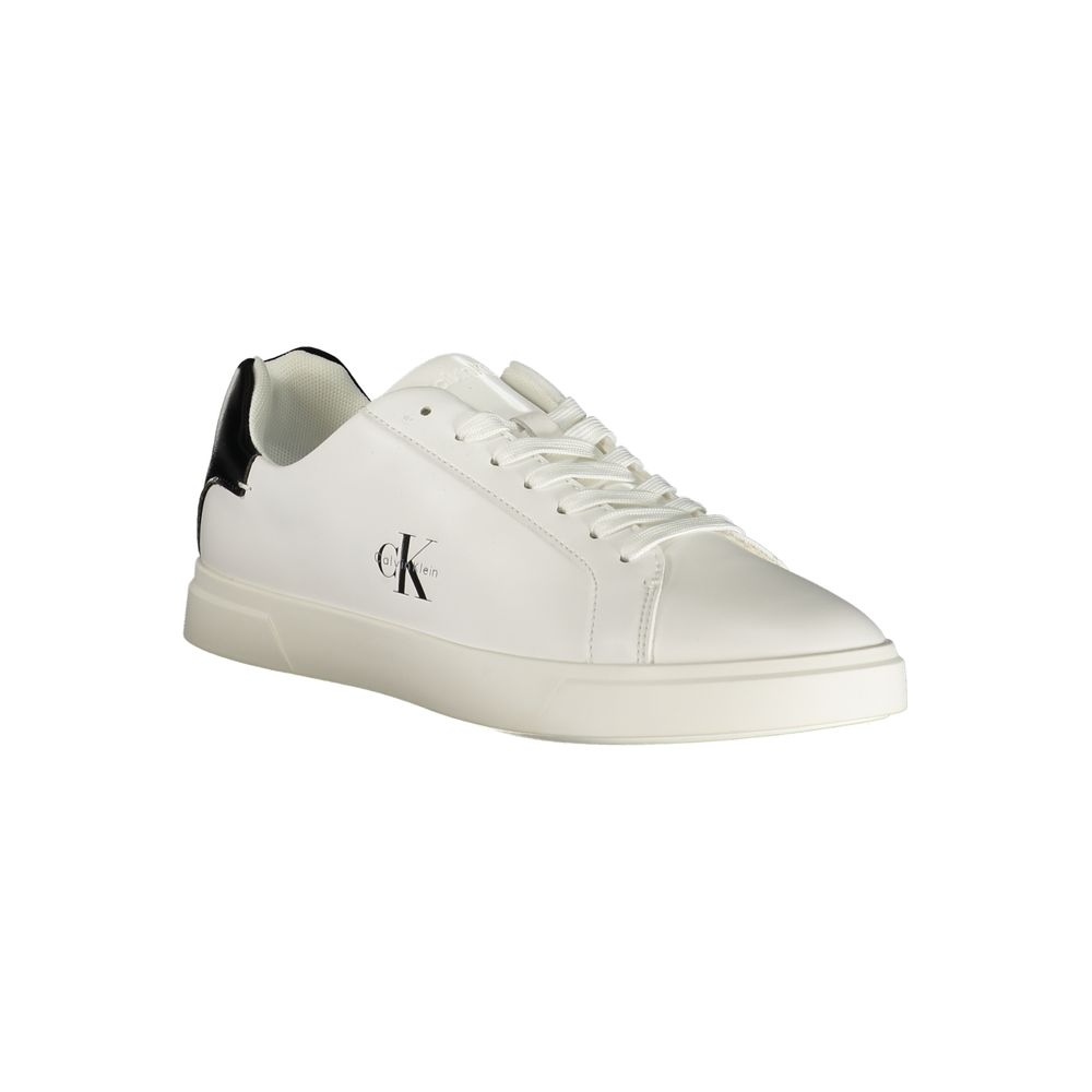 White Polyester Athletic Sneakers