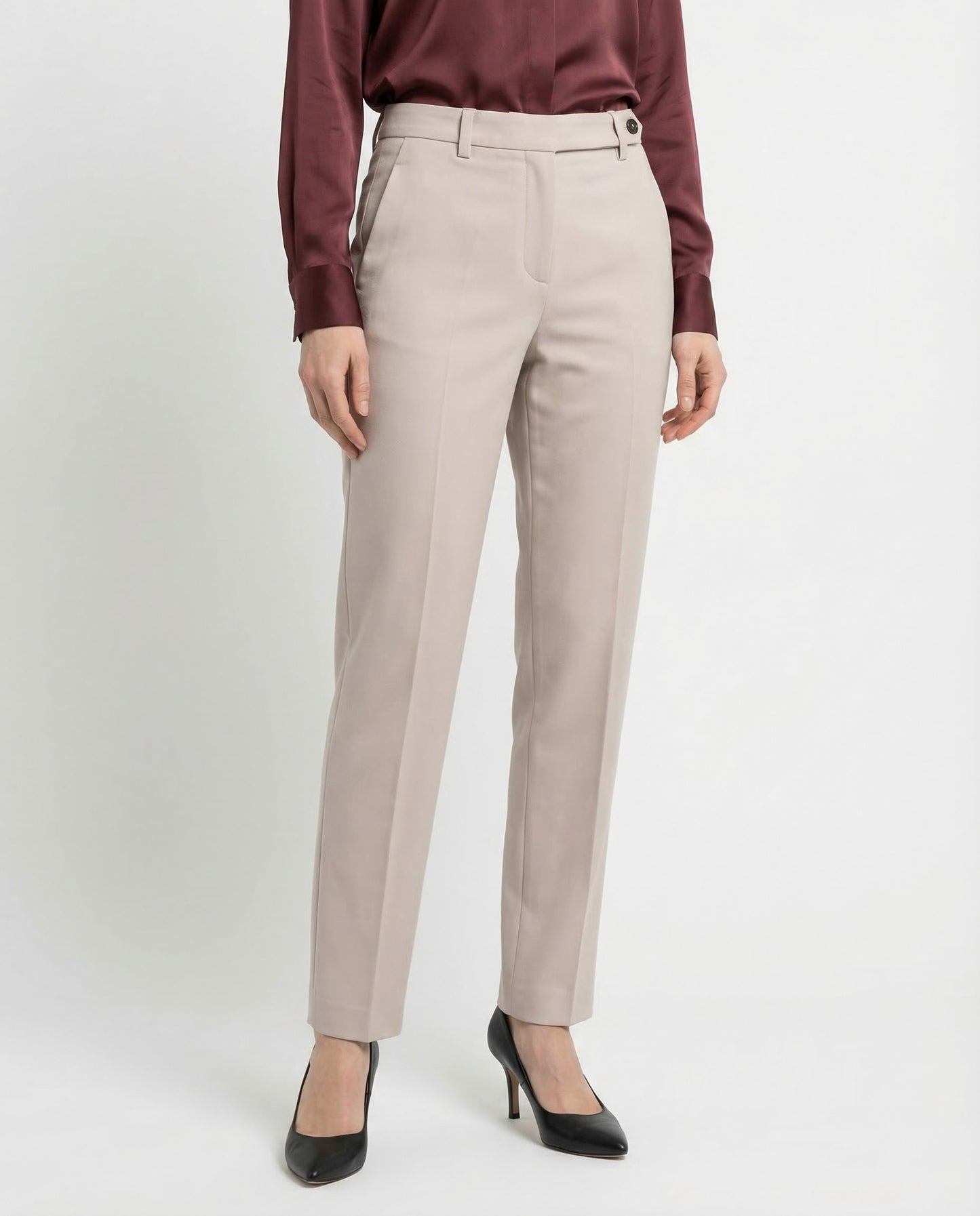 Beige Cotton Dress Pants