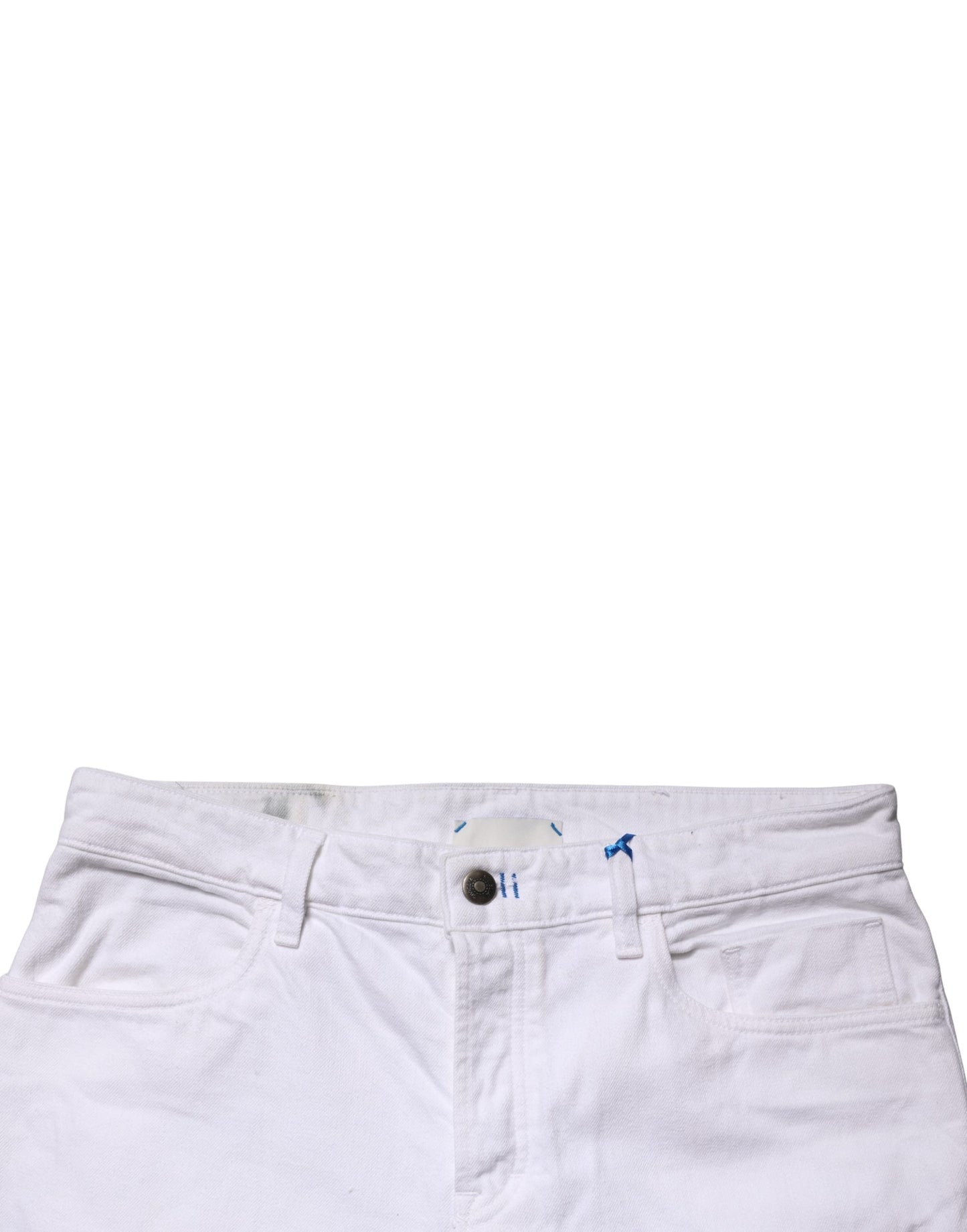 White Mid Waist Cotton Skinny Denim Men Trouser Jeans