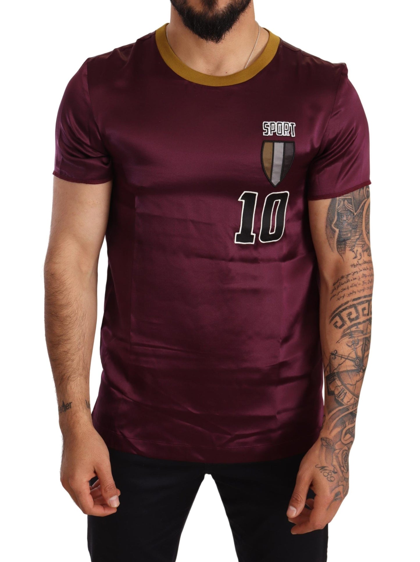 Purple Sport 10 Embroidery Crewneck T-shirt