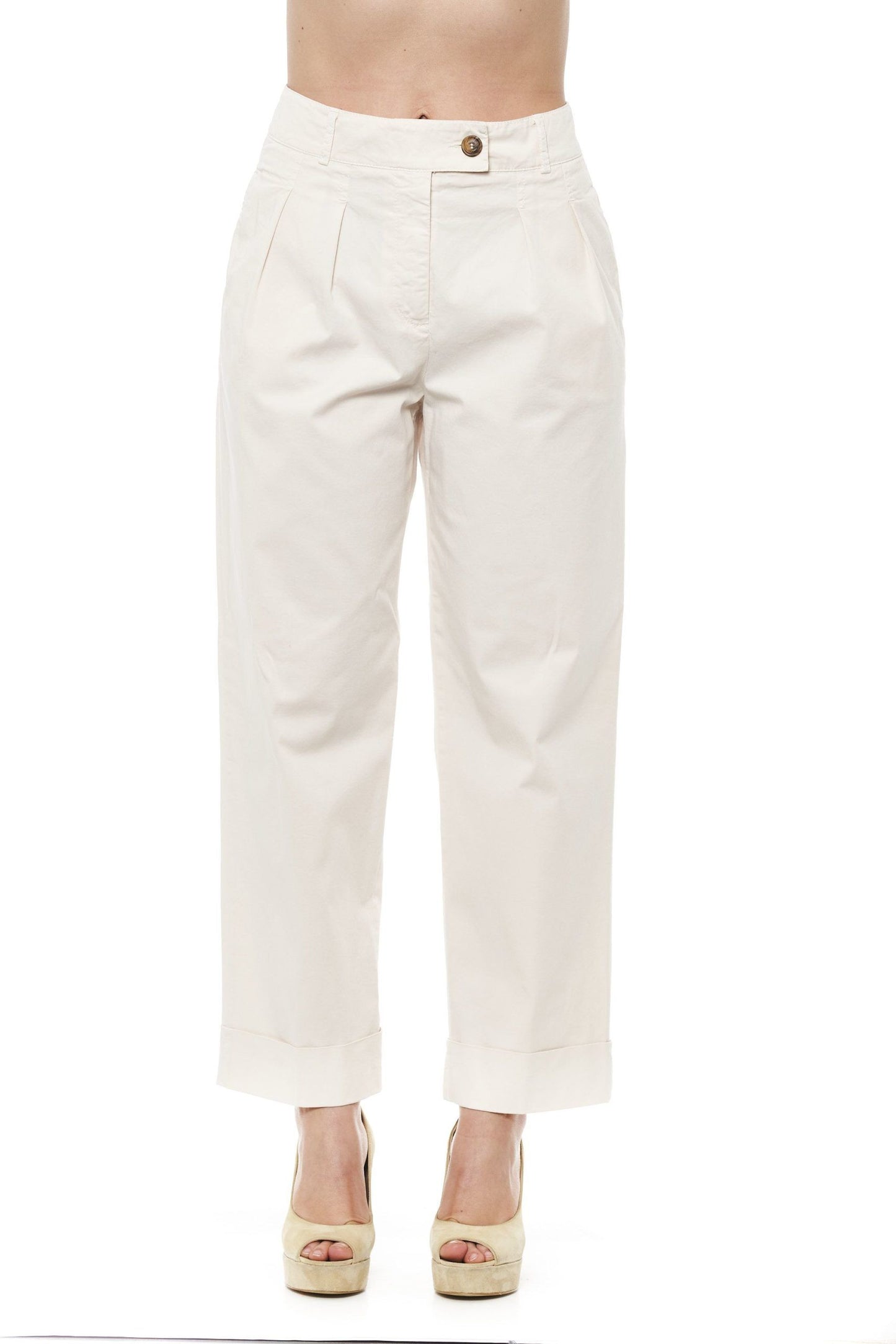 Beige Cotton Jeans & Pants