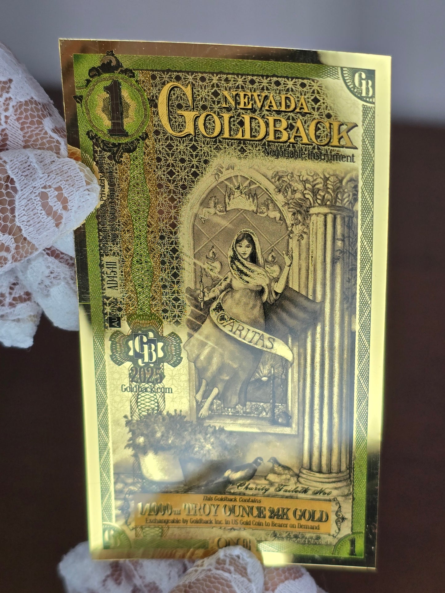 1 Nevada Goldback – Banconota in Oro Puro 1/1000 oz