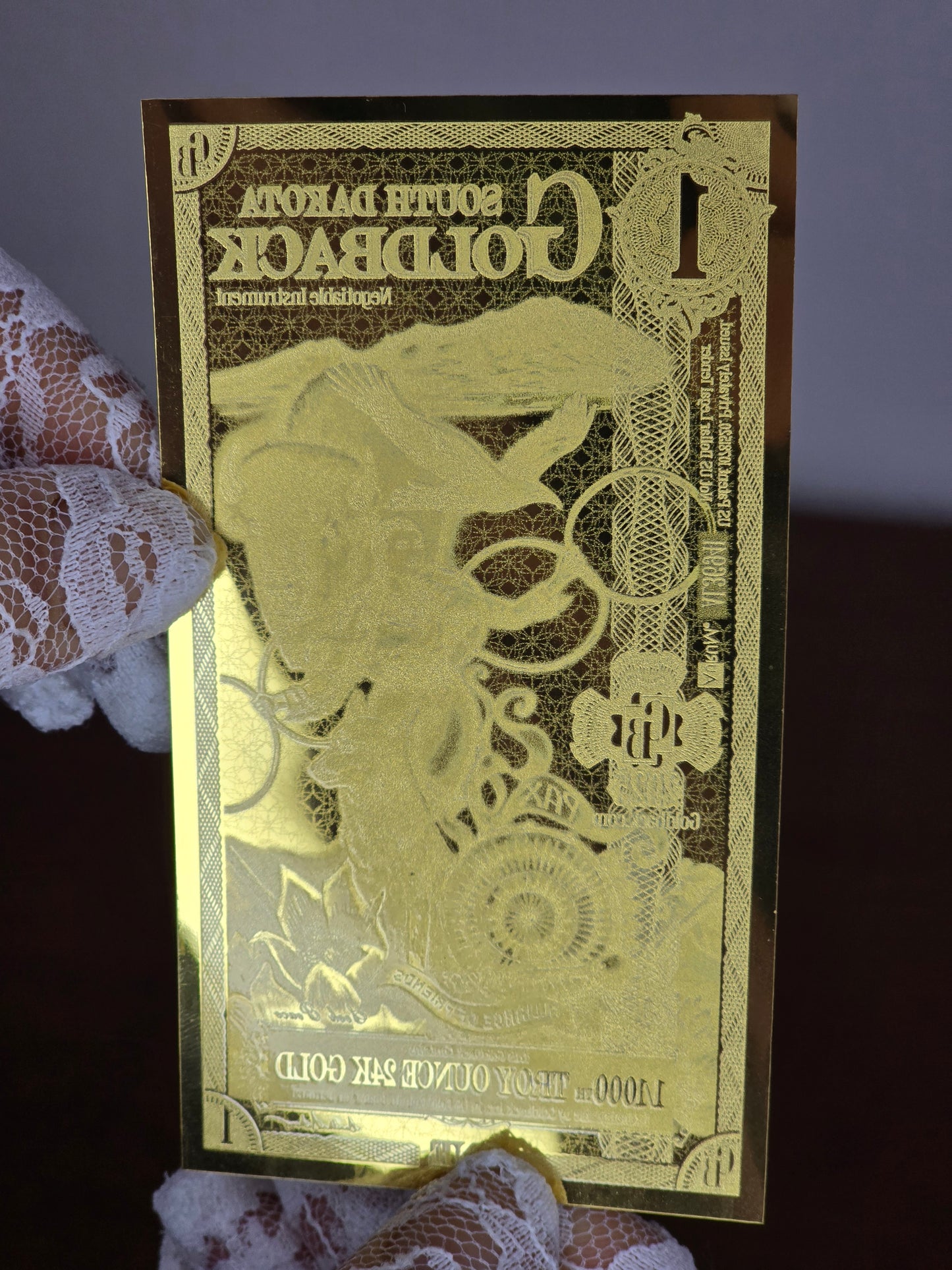 1 South Dakota Goldback – Banconota in Oro Puro 1/1000 oz