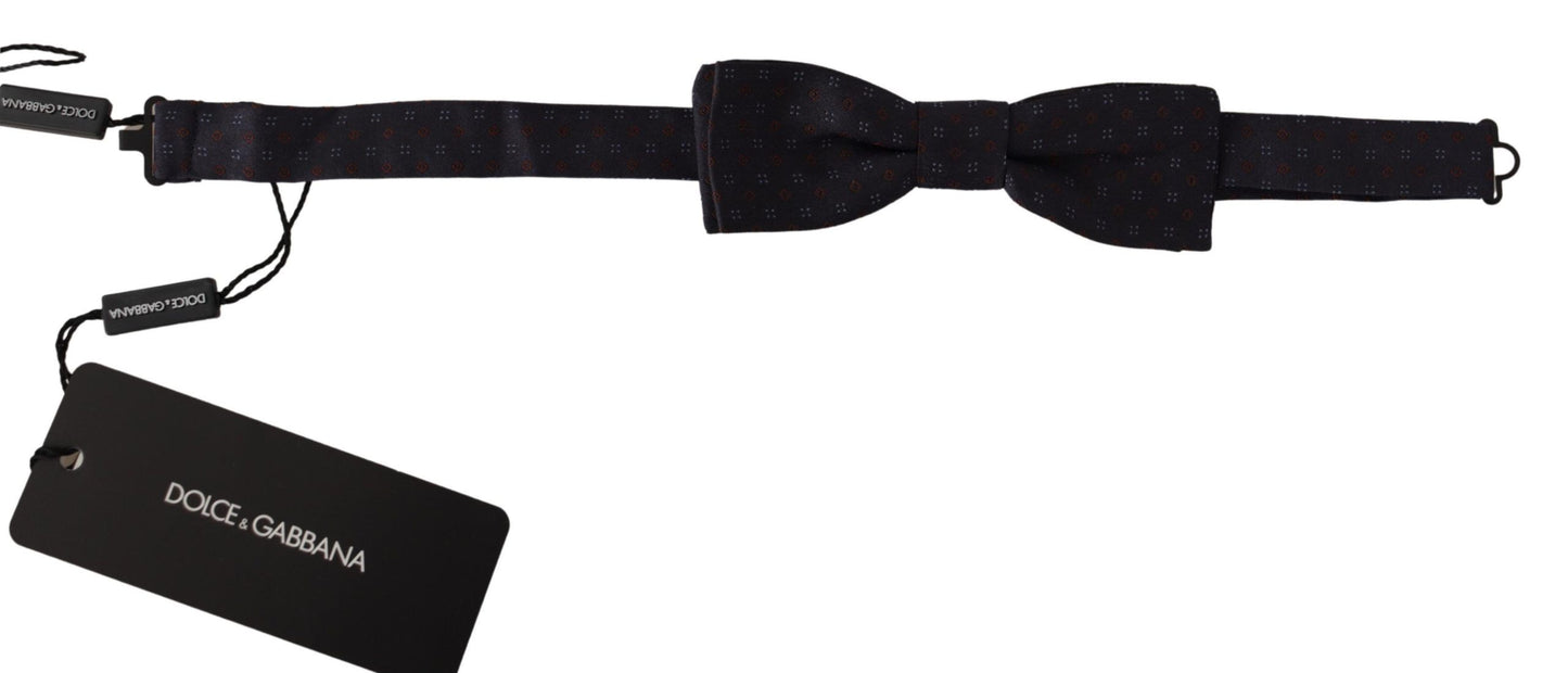 Blue Polka Dots Silk Adjustable Neck Butterfly Bow Tie