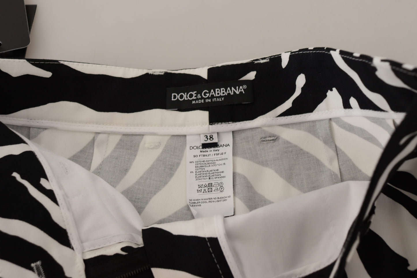 Black White Cotton Stretch Hot Pants Shorts
