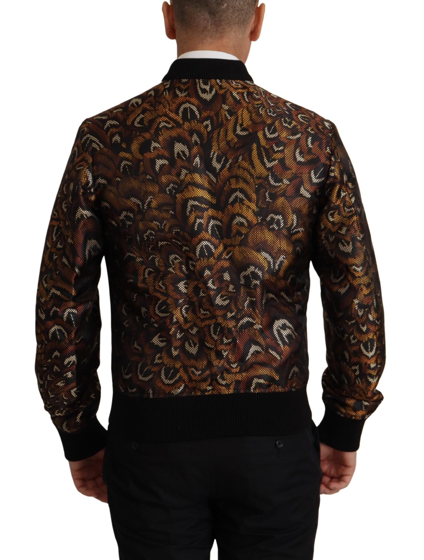 Brown Feather Full Zip Blouson Jacket