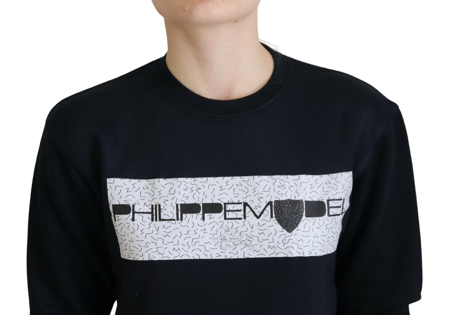 Black Printed Long Sleeves Pullover Sweater