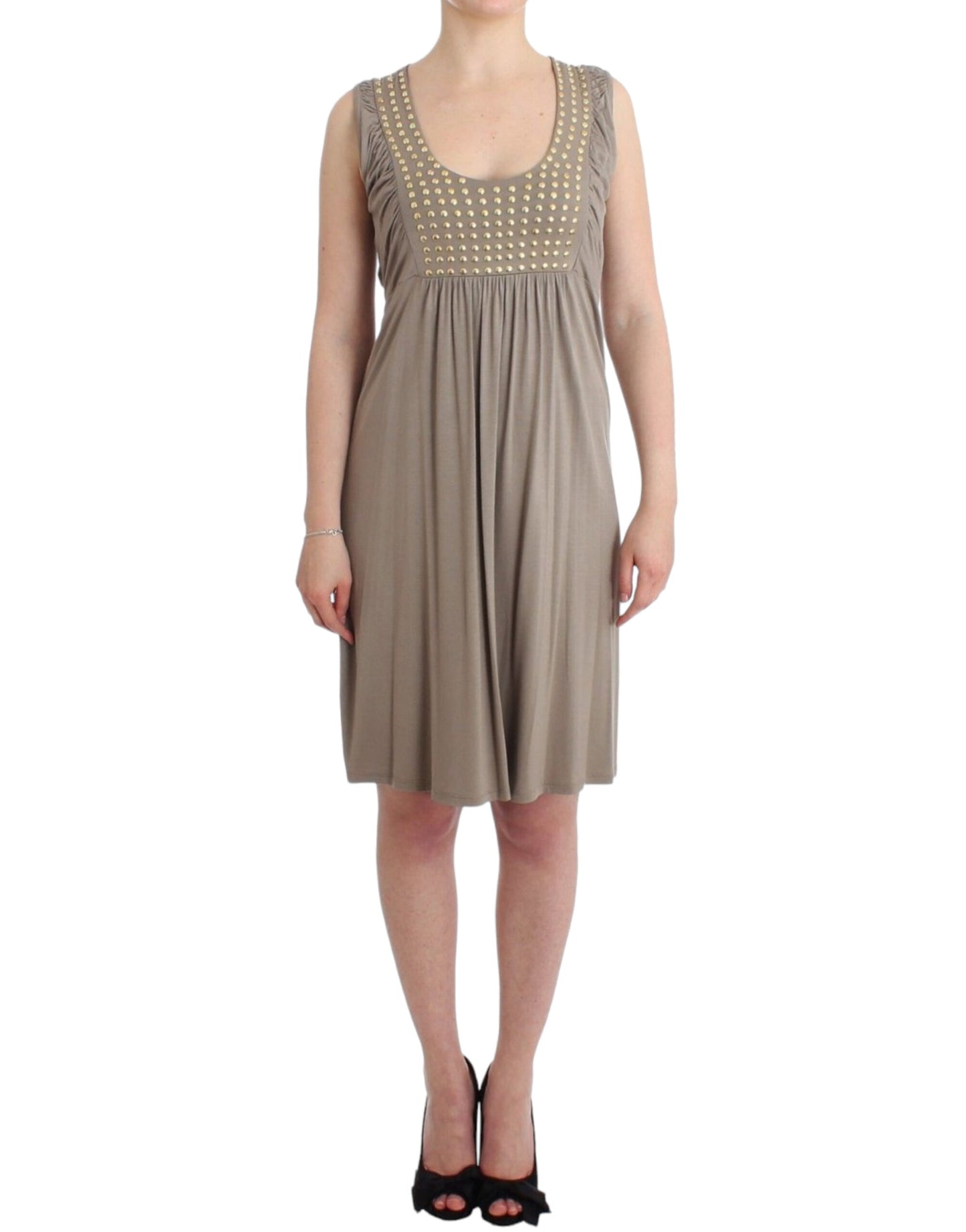 Khaki studded sheath dress