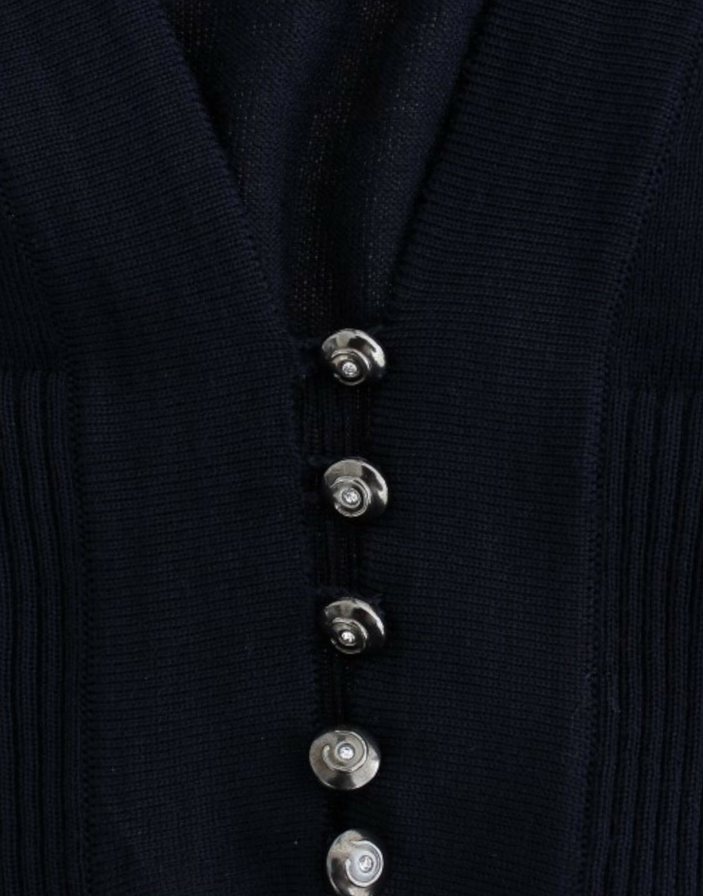 Blue cropped wool cardigan