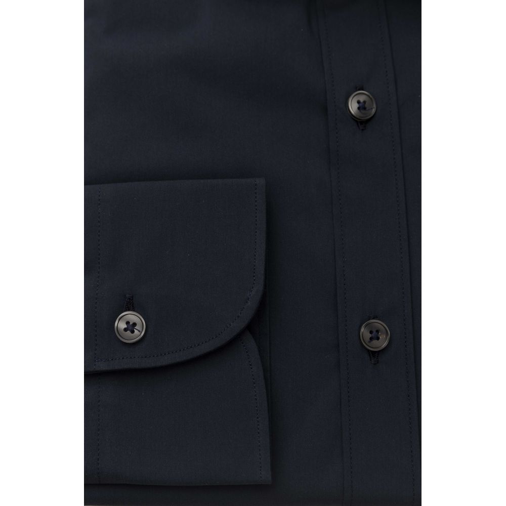 Blue Cotton Men Shirt Slim Fit with French Collar
