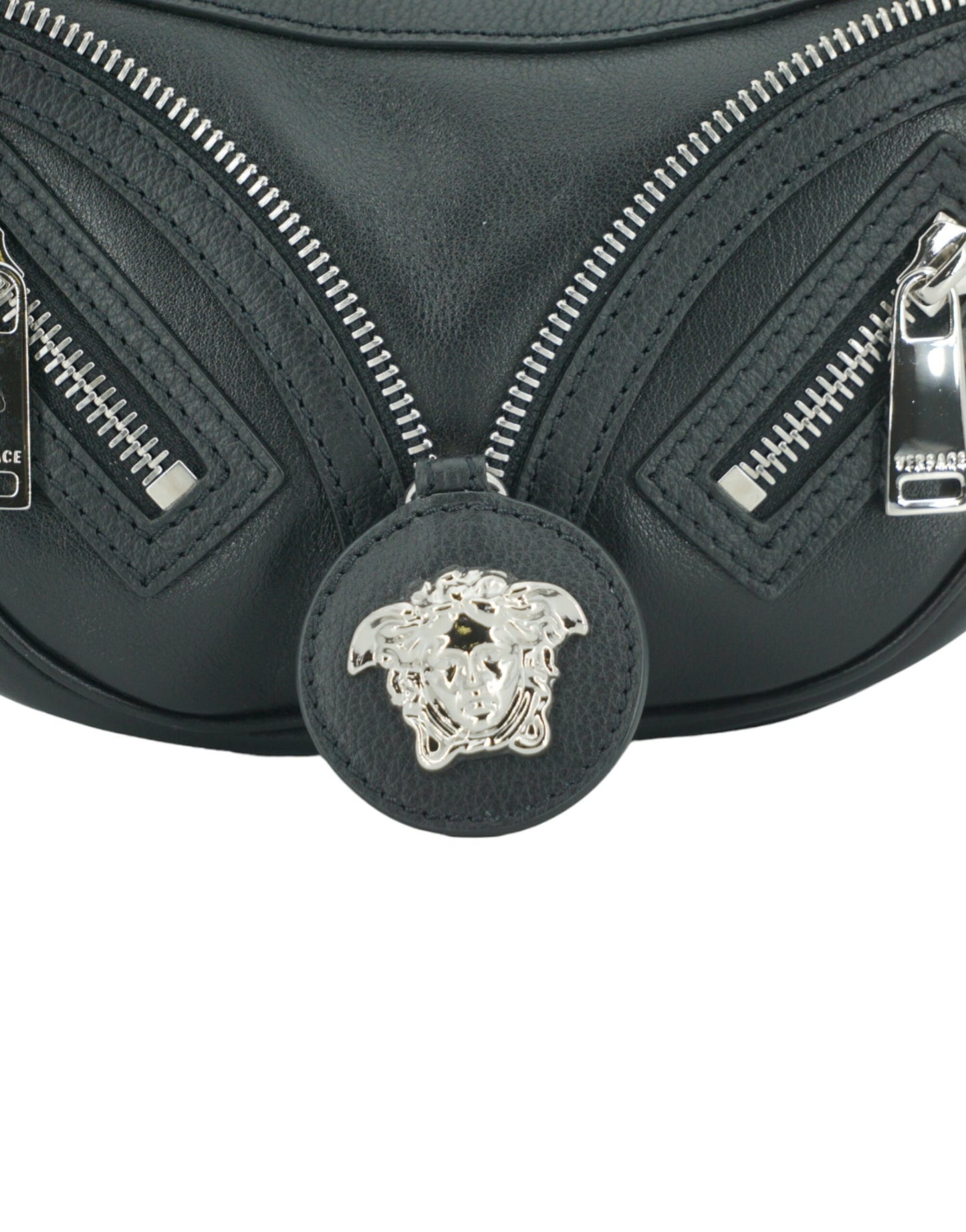 Black Calf Leather Hobo Mini Shoulder Bag