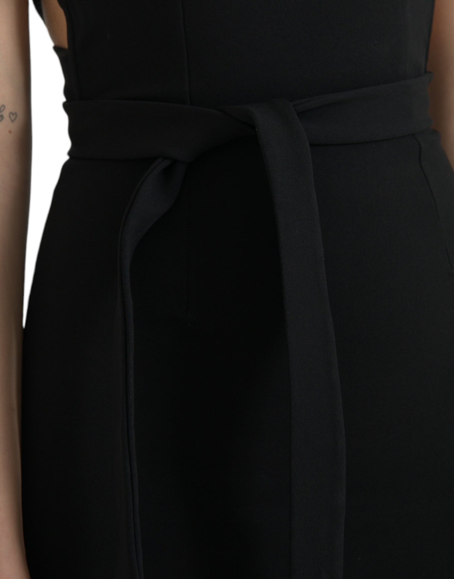 Black Sheath Halter Sleeveless Midi Dress