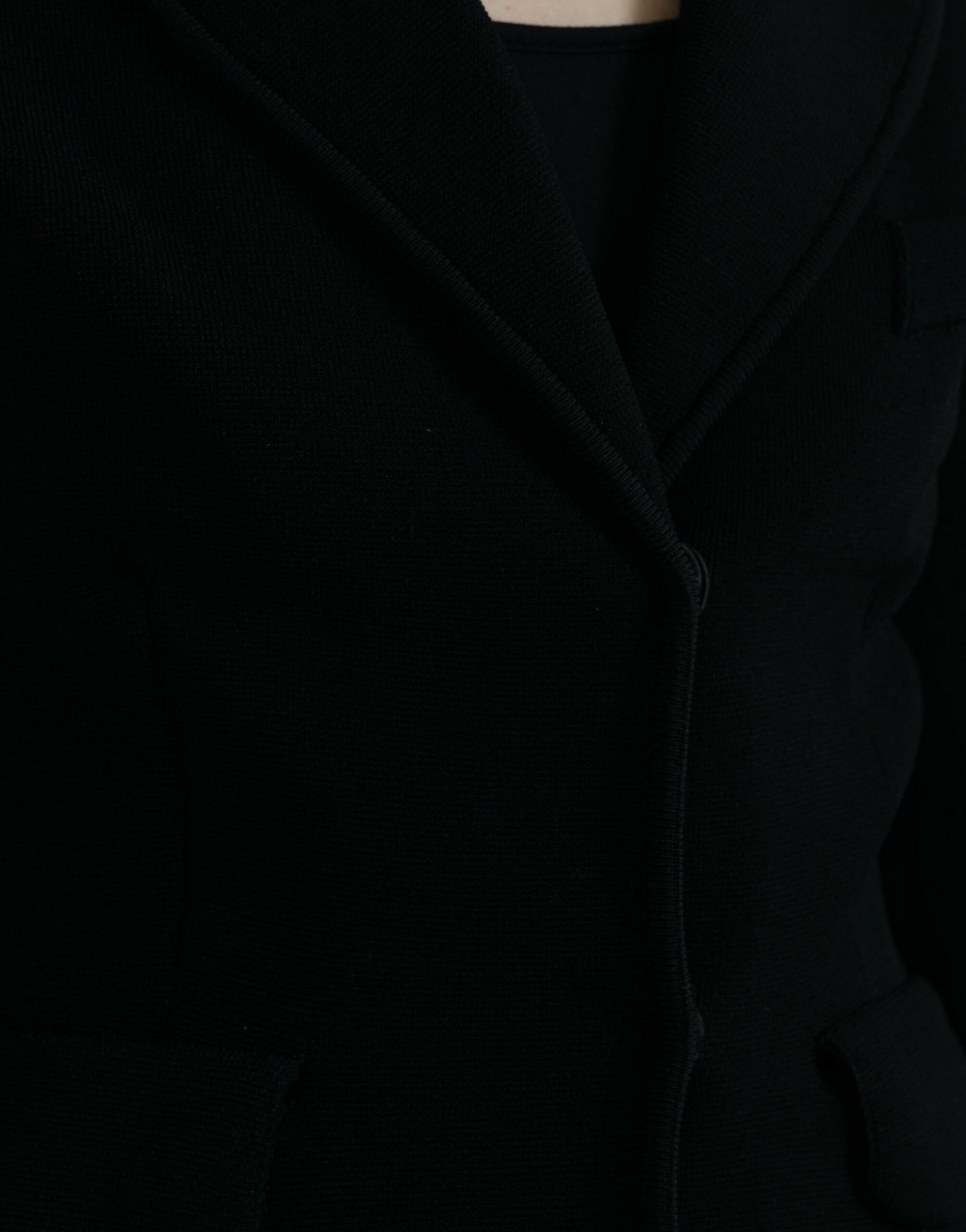 Black Viscose Single Breasted Blazer Jacket
