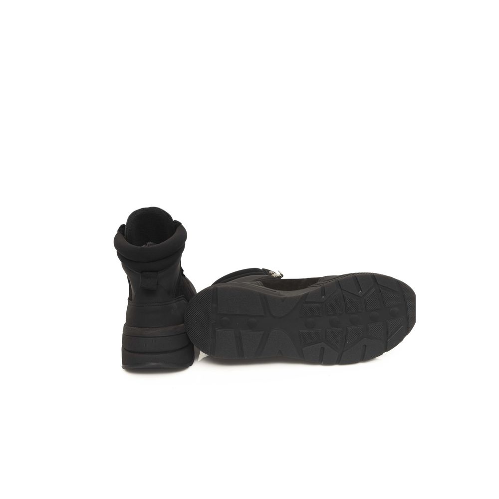 Black Cowhide Men's High Sneaker