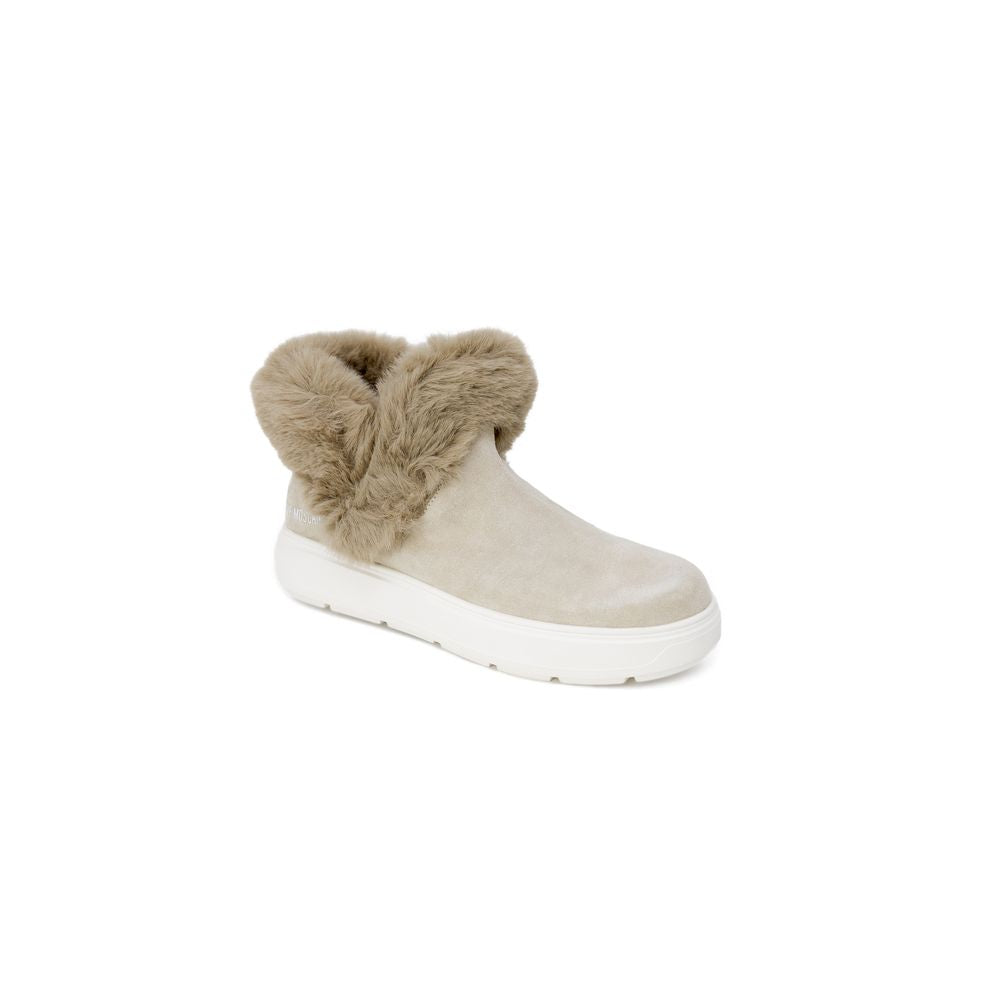 Beige Leather Chunky Sneakers